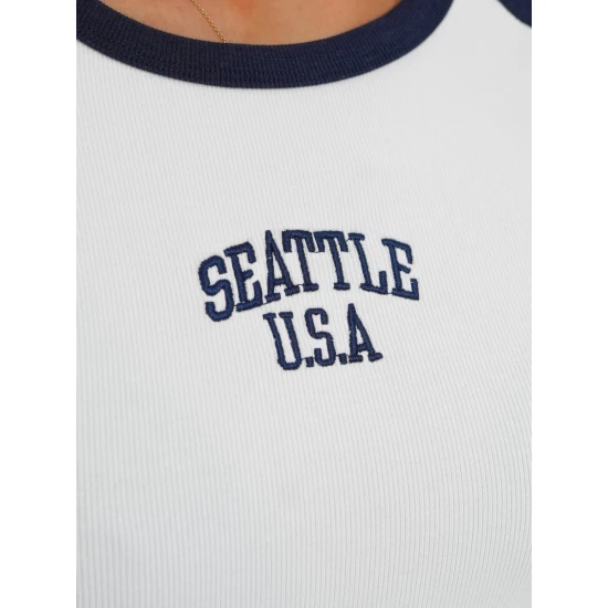 Moteriški balti/tamsiai mėlyni  marškinėliai Seattle USA JS/R61627