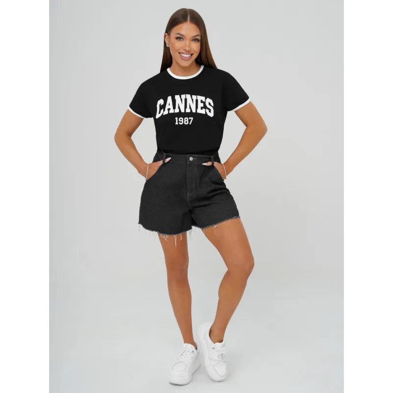 Moteriški juodos spalvos marškinėliai Cannes JS/R62184