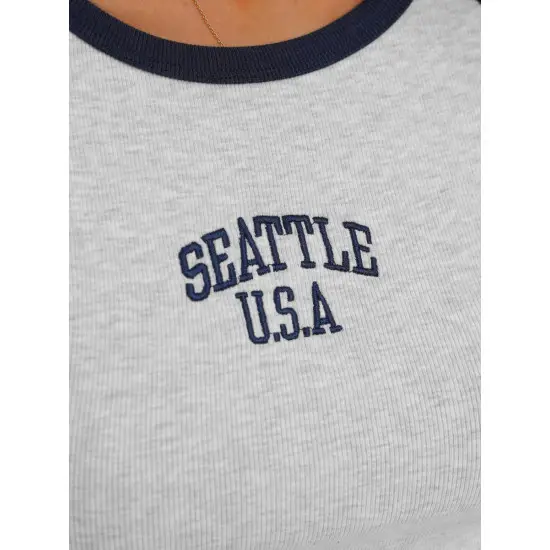 Moterišk juodi marškinėliai Seattle USA JS/R61627