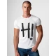 Vyriški baltos spalvos marškinėliai Hi Marškinėliai su užrašais