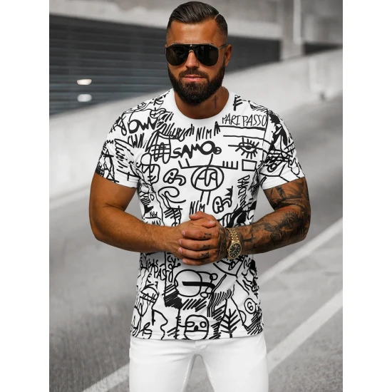 Vyriški baltos spalvos marškinėliai Line O/T1269/1