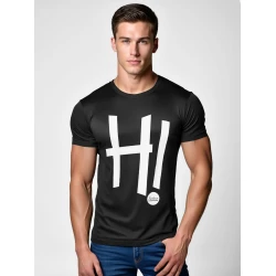 Vyriški juodos spalvos marškinėliai Hi