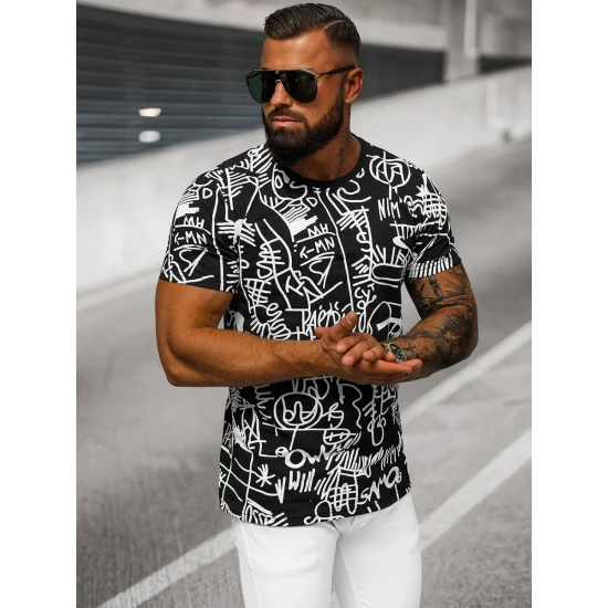 Vyriški juodos spalvos marškinėliai Line O/T1269/3