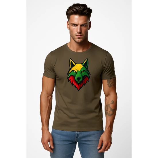 Vyriški chaki marškinėliai Vilkas PK4021