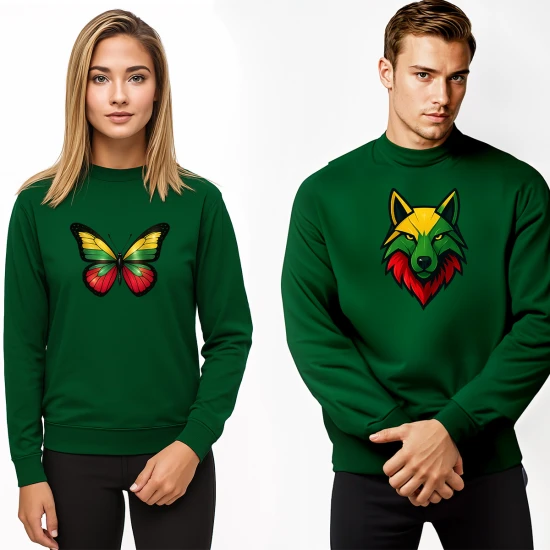 Žalios spalvos džemperių komplektas drugelis-vilkas PK4014