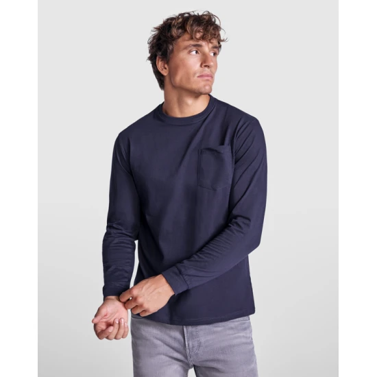 Vyriški tamsiai mėlyni marškinėliai ilgomis rankovėmis Shiba Marškinėliai | Polo Roly