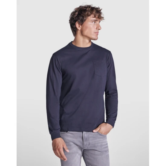 Vyriški tamsiai mėlyni marškinėliai ilgomis rankovėmis Shiba Marškinėliai | Polo Roly