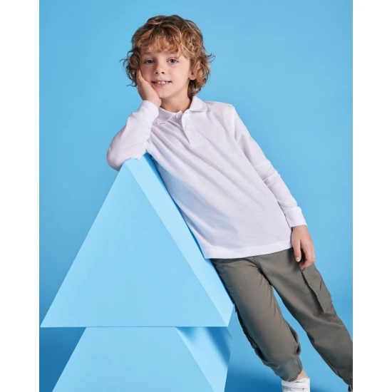 Vaikiški balti polo marškinėliai ilgomis rankovėmis Carpechild Marškinėliai | Polo Roly