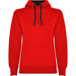 Moteriškas raudonas/juodas džemperis su gobtuvu Urban women