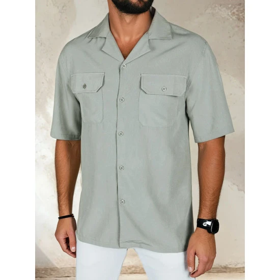 Vyriški pilki marškiniai trumpomis rankovėmis Kenat Marškiniai