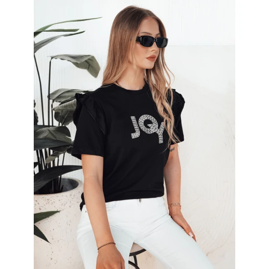 Moteriški juodi marškinėliai Joy Marškinėliai su užrašais