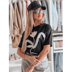 Moteriški juodi marškinėliai Petinia