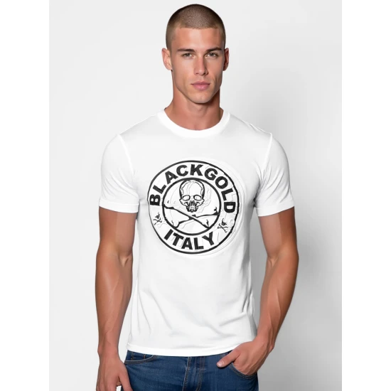 Vyriški baltos spalvos marškinėliai Blackgold Marškinėliai su užrašais