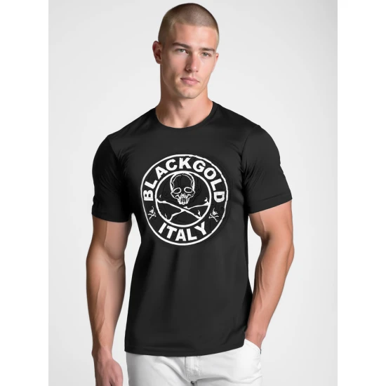 Vyriški juodos spalvos marškinėliai Blackgold Marškinėliai su užrašais