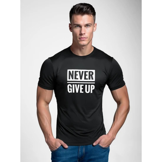 Vyriški juodi marškinėliai Stay strong Marškinėliai su užrašais