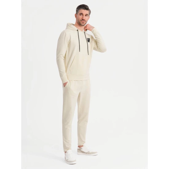 Vyriškas rusvos/baltos spalvos laisvalaikio komplektas Denat Vyriški komplektai