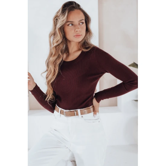 Moteriškas rudas megztinis Gino Moteriški megztiniai