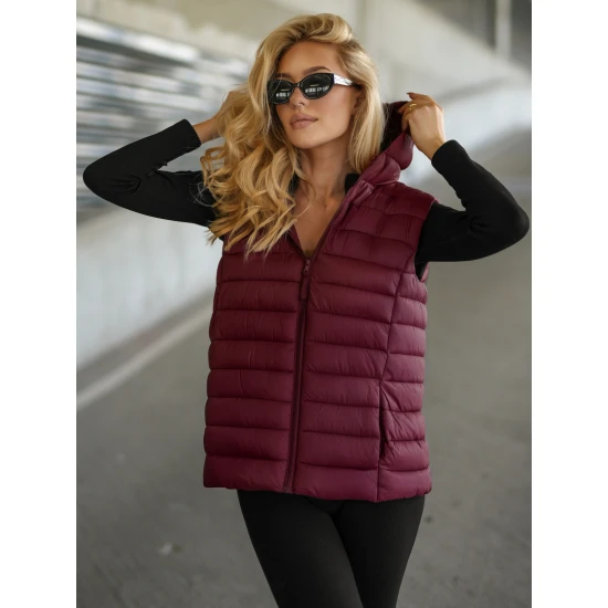 Moteriška bordo liemenė su gobtuvu Senti Moteriškos liemenės