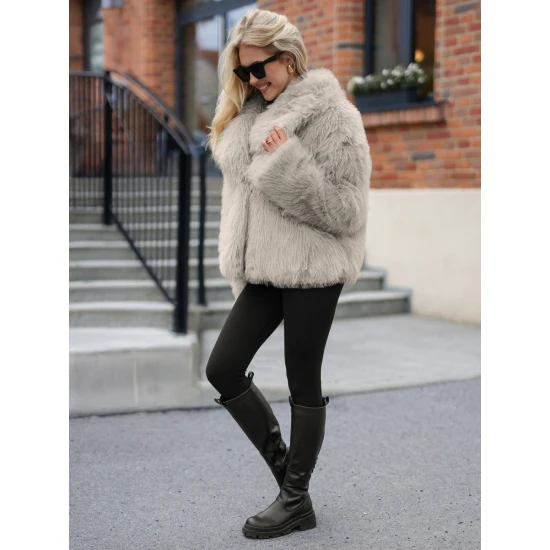 Moteriška dirbtinio kailio pilka striukė Sofin Moteriškos striukės