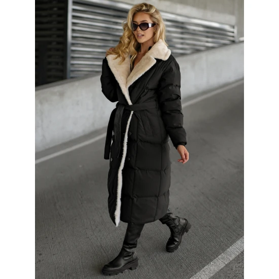 Moteriškas dygsniuotas juodos spalvos striukė Charlot Moteriškos striukės