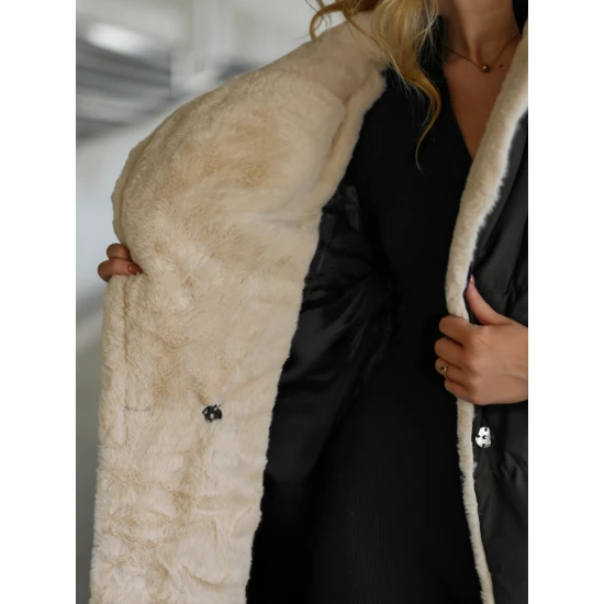 Moteriškas dygsniuotas juodos spalvos striukė Charlot Moteriškos striukės