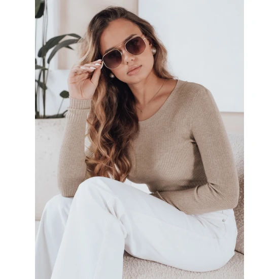 Moteriškas rusvas megztinis Gino Palaidinės ir marškiniai