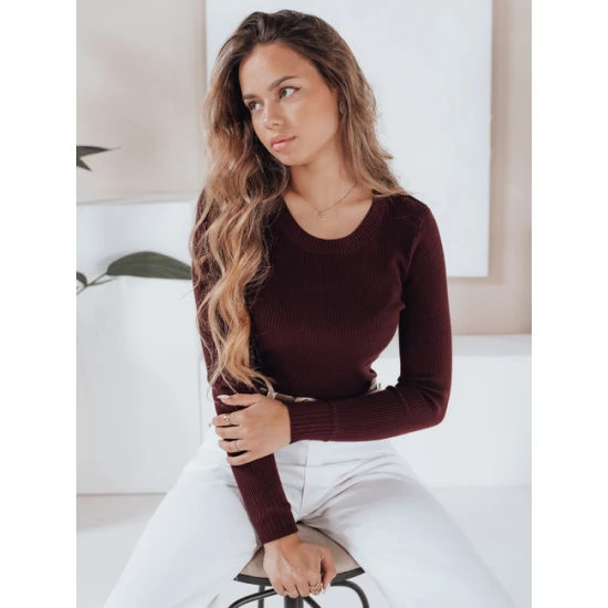 Moteriškas bordo megztinis Gino Palaidinės ir marškiniai