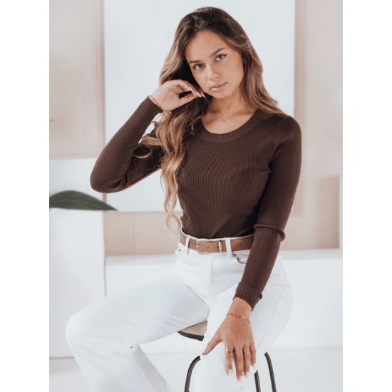 Moteriškas rudas megztinis Gino Moteriški megztiniai