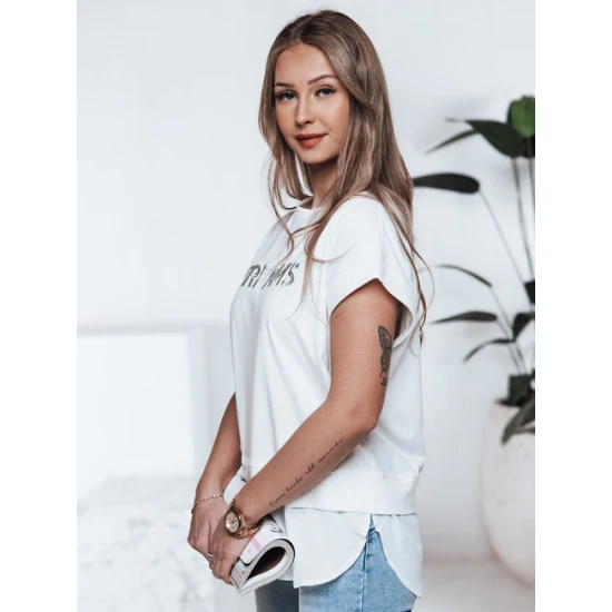 Moteriški baltos spalvos marškinėliai Dreams Marškinėliai su užrašais