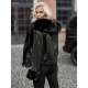 Moteriška juodos spalvos odinė striukė su kailiuku Dersi Striukės