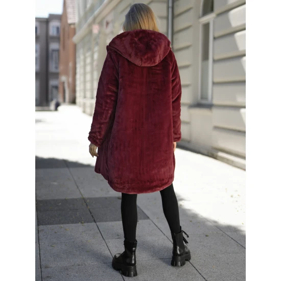 Moteriška žieminė dvipusė bordo striukė su gobtuvu Ela Moteriškos striukės