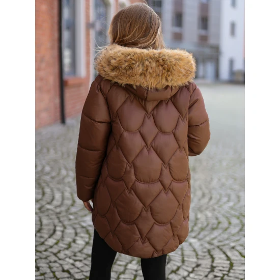 Moteriška žieminė rudos spalvos striukė Verni Moteriškos striukės