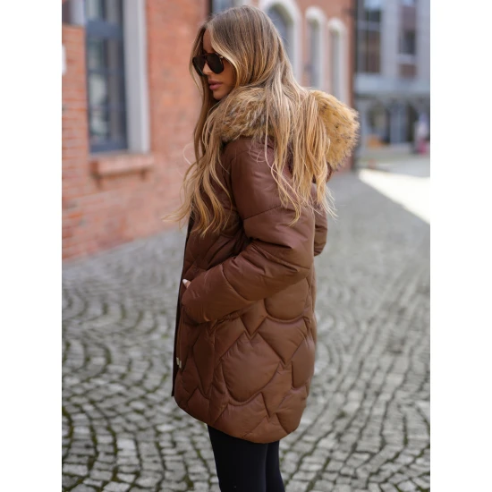 Moteriška žieminė rudos spalvos striukė Verni Moteriškos striukės