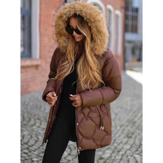 Moteriška žieminė rudos spalvos striukė Verni Moteriškos striukės