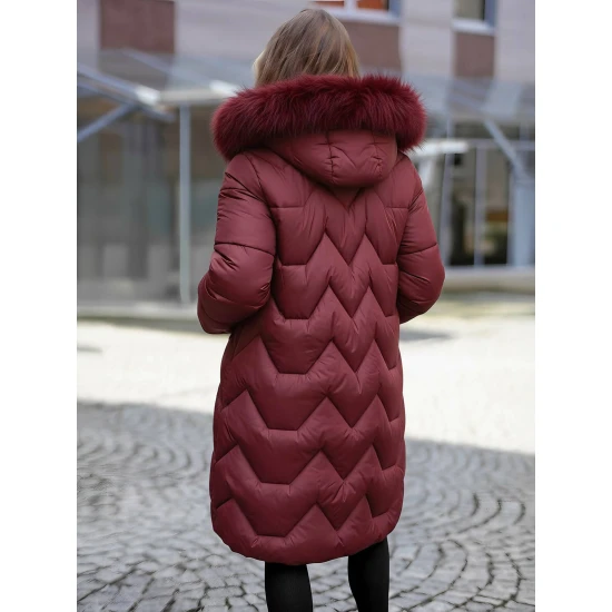 Žieminė ilga moteriška bordo striukė Klein Moteriškos striukės