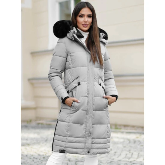 Žieminė ilga moteriška pilka striukė Marni Moteriškos striukės