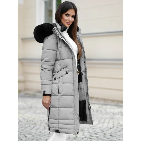 Žieminė ilga moteriška pilka striukė Marni Moteriškos striukės