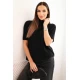 Moteriškas juodas megztinis trumpomis rankovėmis Endi Moteriški megztiniai