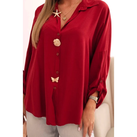 Moteriški raudonos spalvos marškiniai Lens Palaidinės ir marškiniai