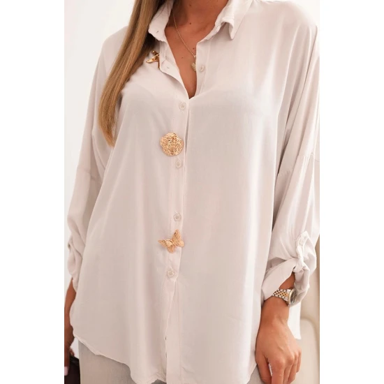 Moteriški rusvos spalvos marškiniai Lens Palaidinės ir marškiniai