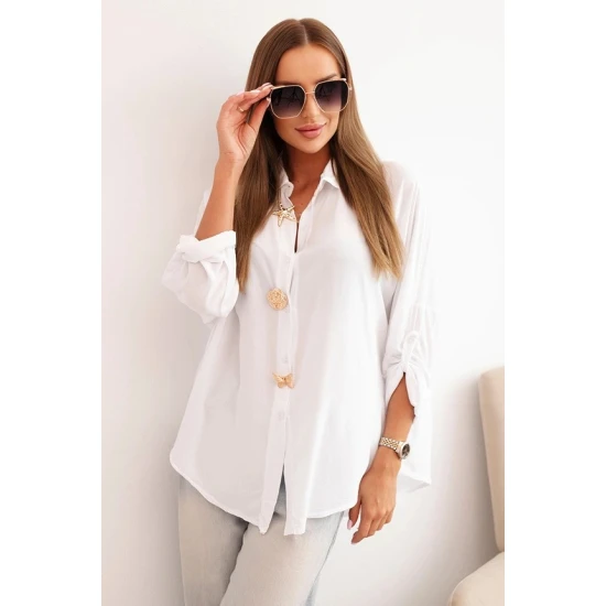 Moteriški baltos spalvos marškiniai Lens Palaidinės ir marškiniai