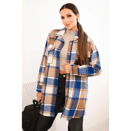 Moteriški mėlyni languoti marškiniai Veste Palaidinės ir marškiniai