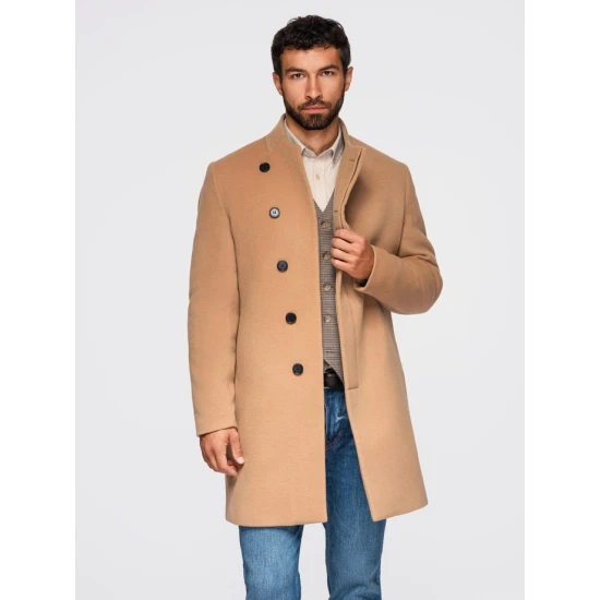 Vyriškas rudas paltas Adre Vyriškos Striukės ir Paltai