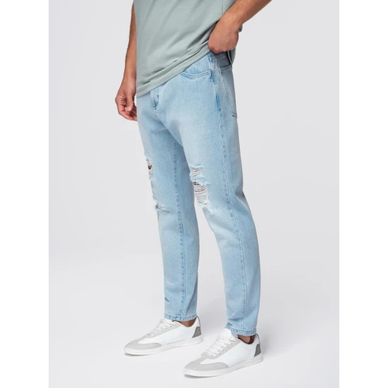 Vyriški šviesiai mėlynos spalvos džinsai Cart Džinsai ir Jogeriai