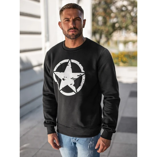 Vyriškas juodas džemperis Military star Džemperiai be gobtuvo