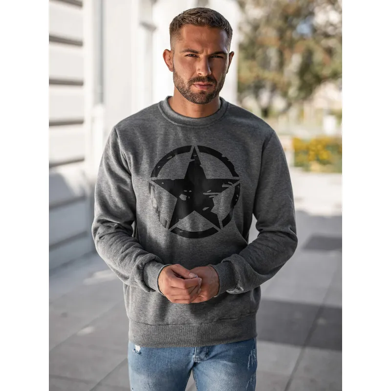 Men's dark grey jumper Military star Hoodless jumpers