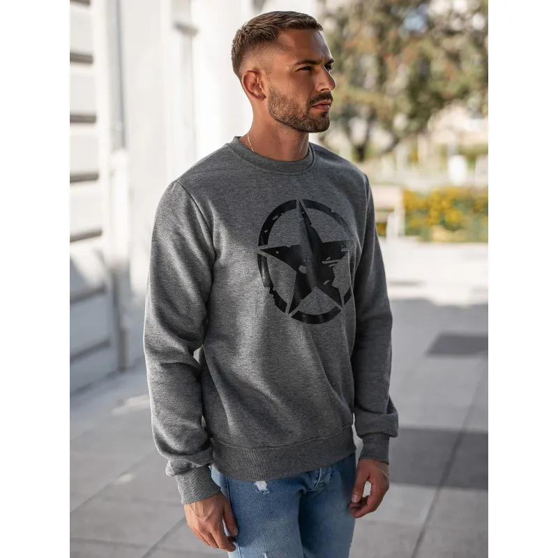 Men's dark grey jumper Military star Hoodless jumpers