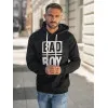 Vyriškas juodas džemperis su gobtuvu Bad Džemperiai su gobtuvu