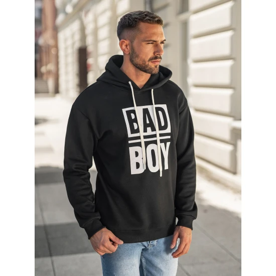 Vyriškas juodas džemperis su gobtuvu Bad Džemperiai su gobtuvu