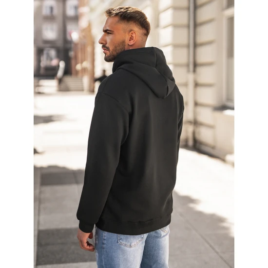 Vyriškas juodas džemperis su gobtuvu Militry Džemperiai su gobtuvu